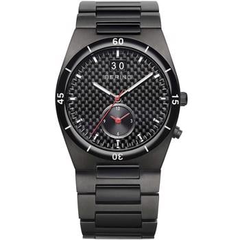 Bering sort quartz ur med keramisk lænke